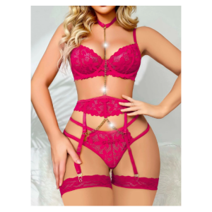 Fuşya Zincirli Jartiyer Takım